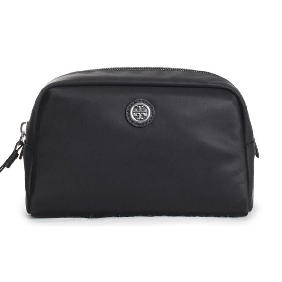 Tory Burch Virginia Curved Cosmetic Case Black New - Picture 1 of 11
